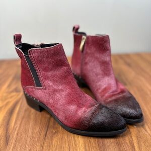 Franco Sarto Red Calfskin Domingo Bootie Western Zip 5.5